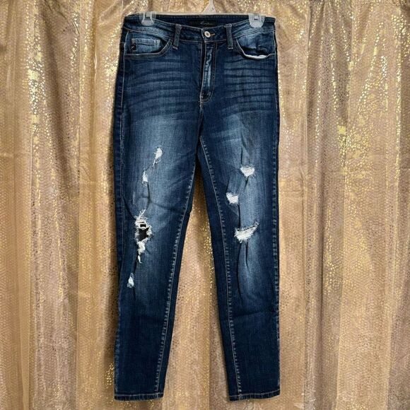 KanCan High Rise Ankle Skinny Stretch Jean Distressed Blue Size 28 - Picture 1 of 9
